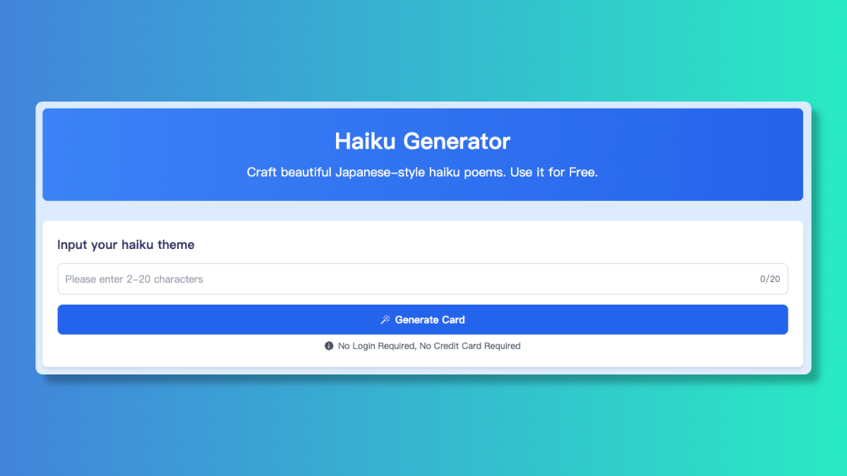 AI Haiku Generator: Craft Beautiful Poems Instantly