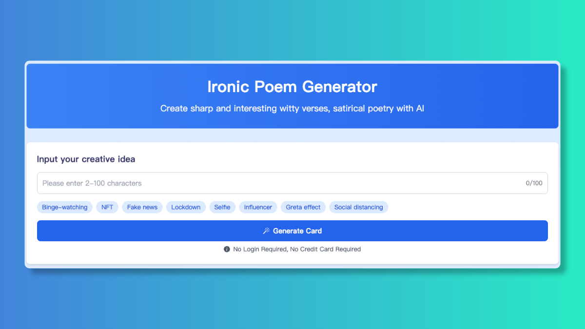 AI Ironic Poem Generator: Craft Witty Verses Instantly