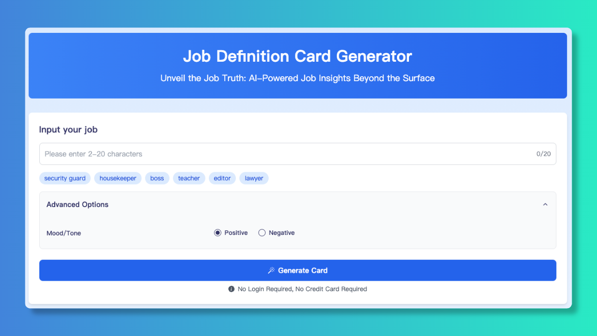 AI Job Definition Card Generator: Uncover Career Truths