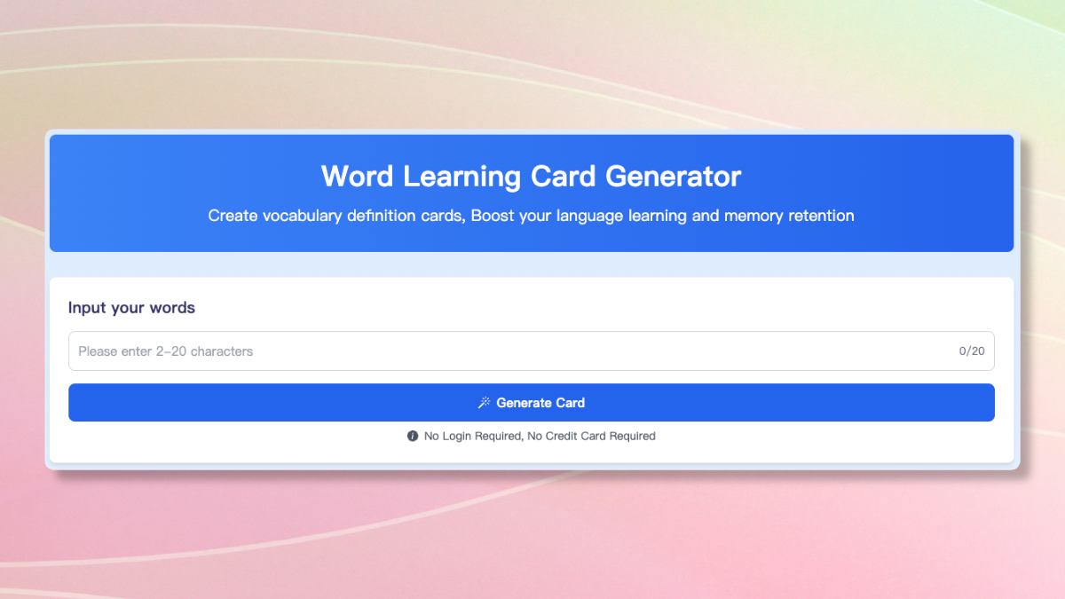 AI Word Learning Card Generator: Boost Your Vocabulary